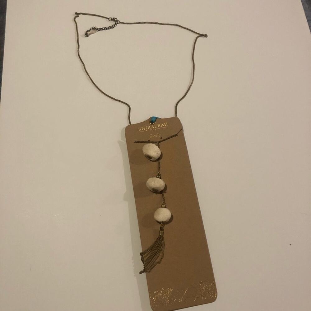 Shiraleah Chicago jewelry - Anthropologie Coleta pom long necklace in ivory NEW